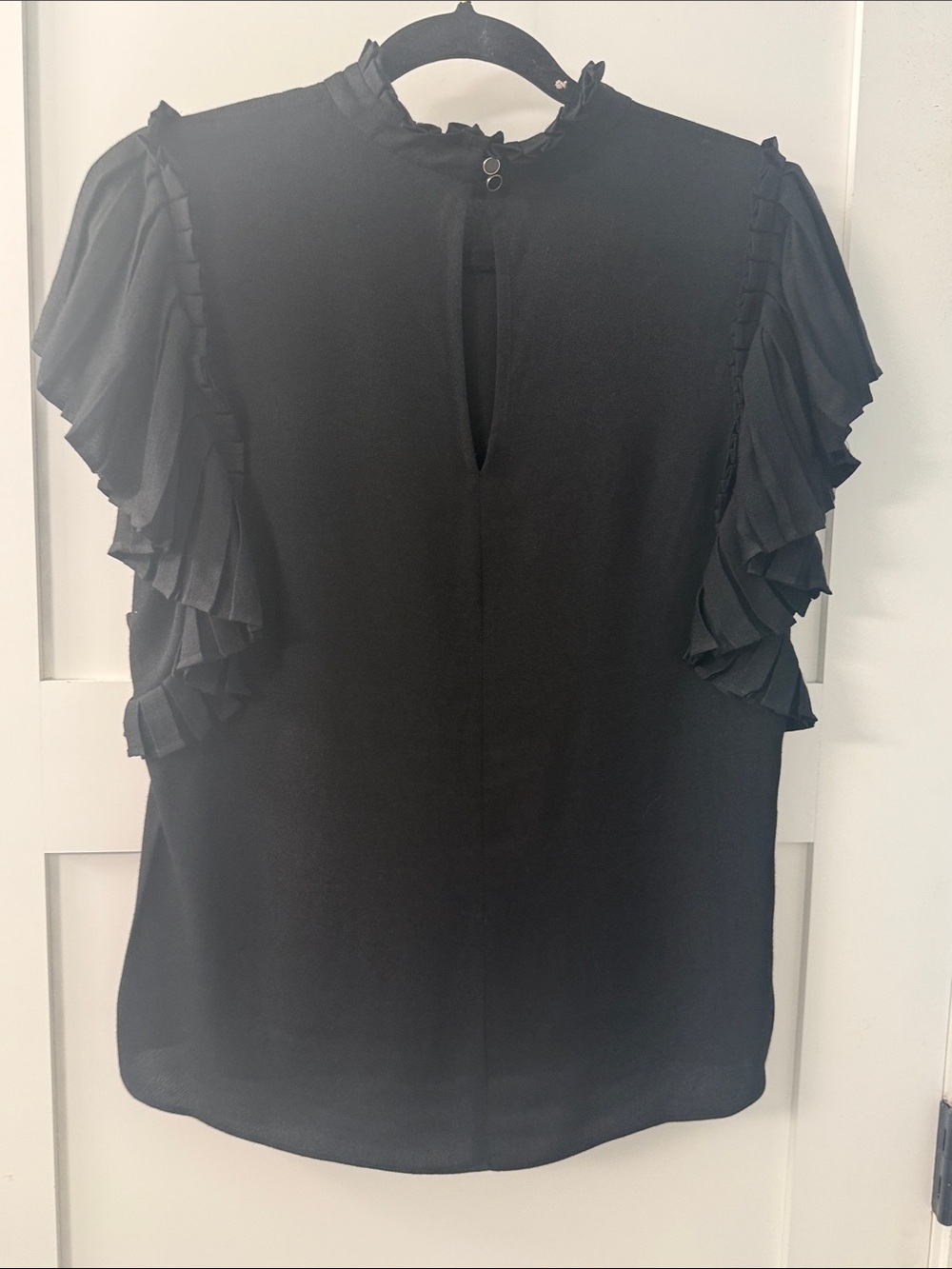 kate spade black ruffle-sleeve mock neck blouse - Picture 5 of 12